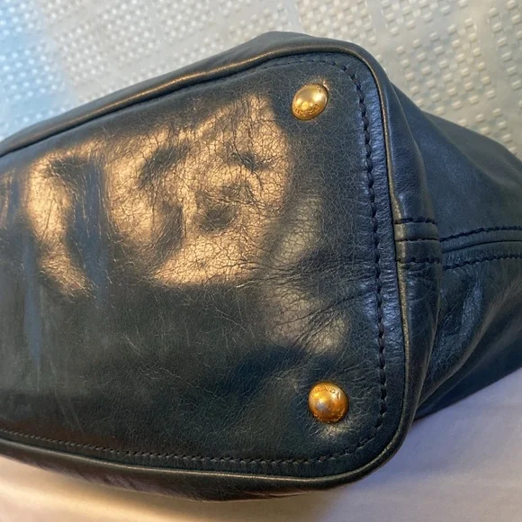 PRADA Large Blue Vitello Shine Leather Hobo - Picture 10 of 17